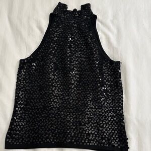 Elegant Black Sequin Halter Top